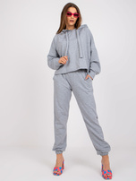 Szary melanżowy dresowy komplet basic ze spodniami 