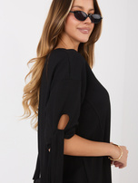 Czarny damski komplet z wiązaniem na rękawach