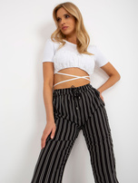 Hurt Czarne letnie spodnie z materiału w paski SUBLEVEL