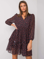 Czarno-czerwona sukienka z falbanami Lianne OCH BELLA