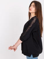 Czarna bawełniana bluzka z koronką Leja RUE PARIS