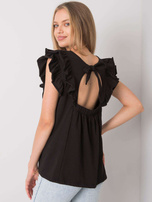 Czarna bluzka z falbankami Claude OCH BELLA