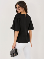 Czarna bluzka oversize z bufiastym rękawem
