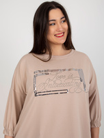 Hurt Beżowa dresowa sukienka plus size z kieszeniami