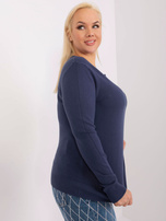 Hurt Granatowy klasyczny sweter plus size z okrągłym dekoltem