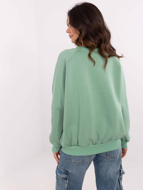 Hurt Pistacjowa dresowa bluza bez kaptura z haftem