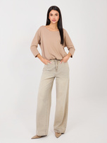 Ciemnobeżowa bawełniana bluzka basic RUE PARIS 