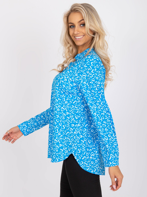 Niebieska luźna bluzka z printem Inesa