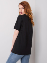 Czarny t-shirt damski z aplikacją Blanche