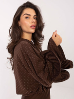 Czekoladowa elegancka koszula z aplikacjami 