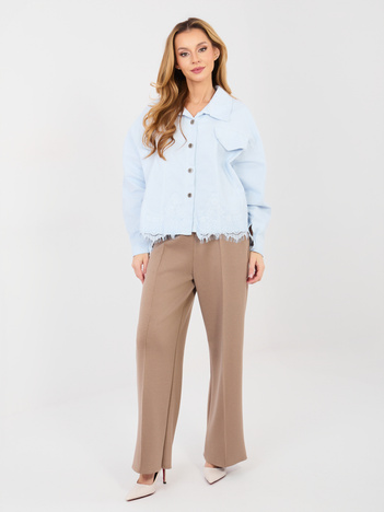 Ciemnobeżowe spodnie z ozdobną zawieszką RUE PARIS 