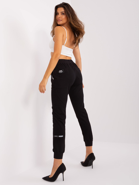 Hurtownia Czarne spodnie dresowe z wysokim stanem