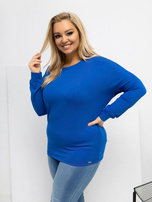 Kobaltowa bluzka plus size w jednolitym kolorze