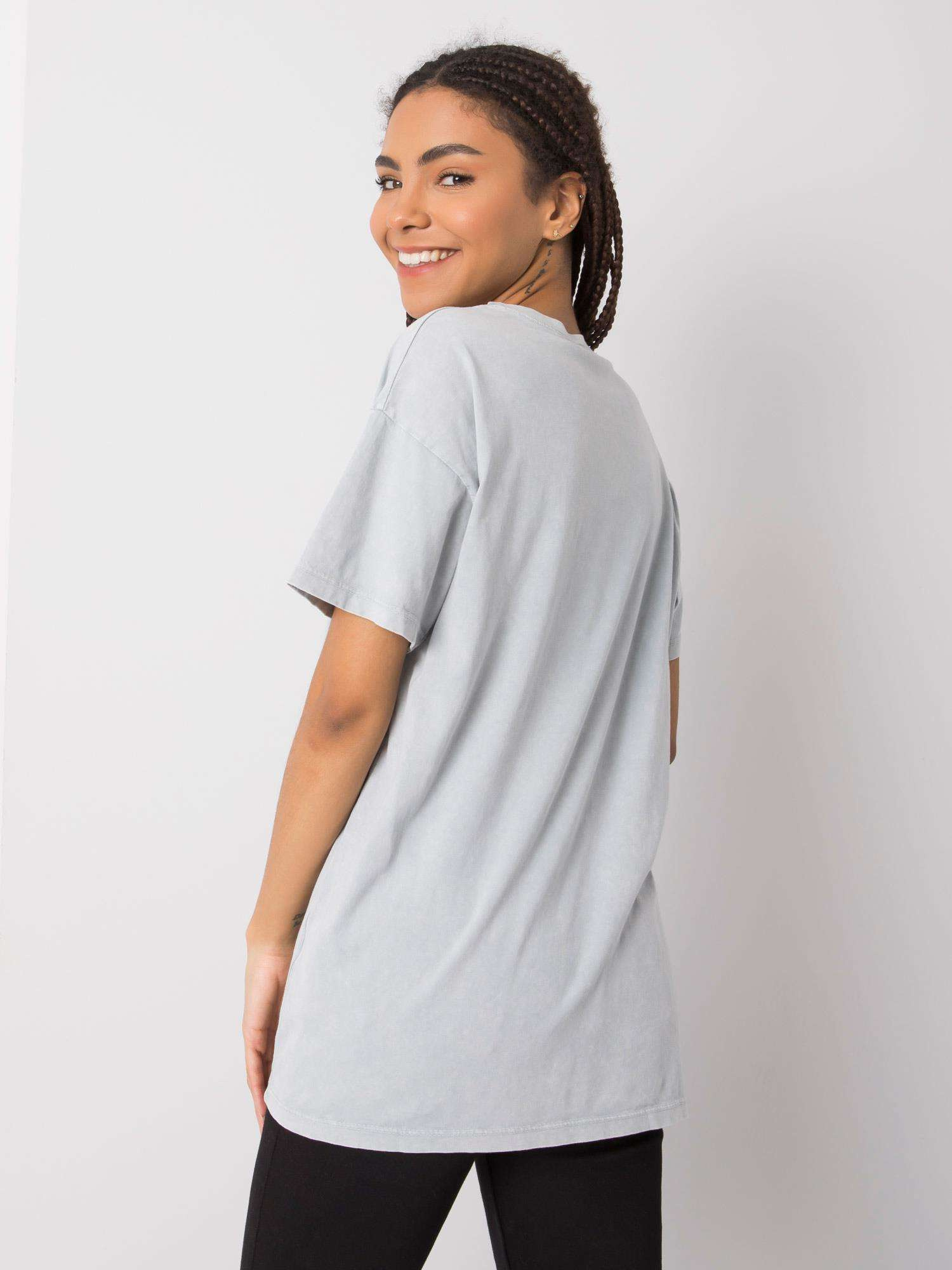 Graues T-Shirt mit dem Aufdruck Michelle RUE PARIS.