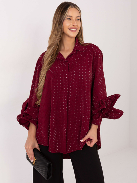 Bordowa elegancka koszula z dżetami
