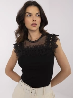 Czarna dopasowana bluzka z siateczką