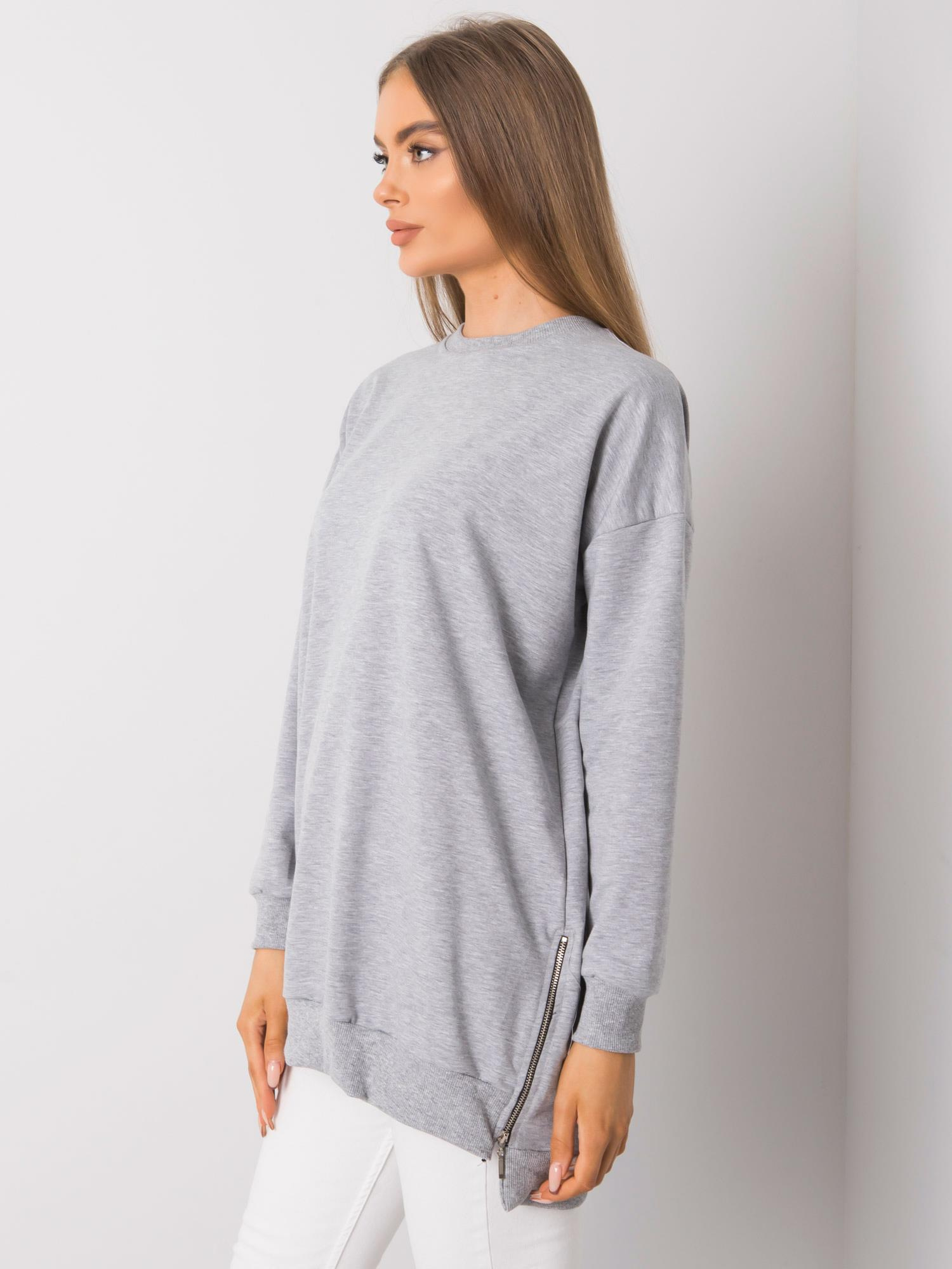 Graue melierte lange Basic Oversize Sweatshirt Rhiannon.