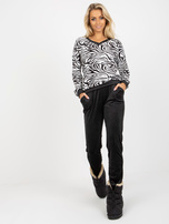 Hurt Biało-czarny komplet welurowy z bluzą w zebrę RUE PARIS