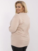 Beżowa damska bluzka plus size z nadrukiem 