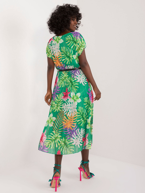 Hurt Zielona midi sukienka w tropikalny wzór