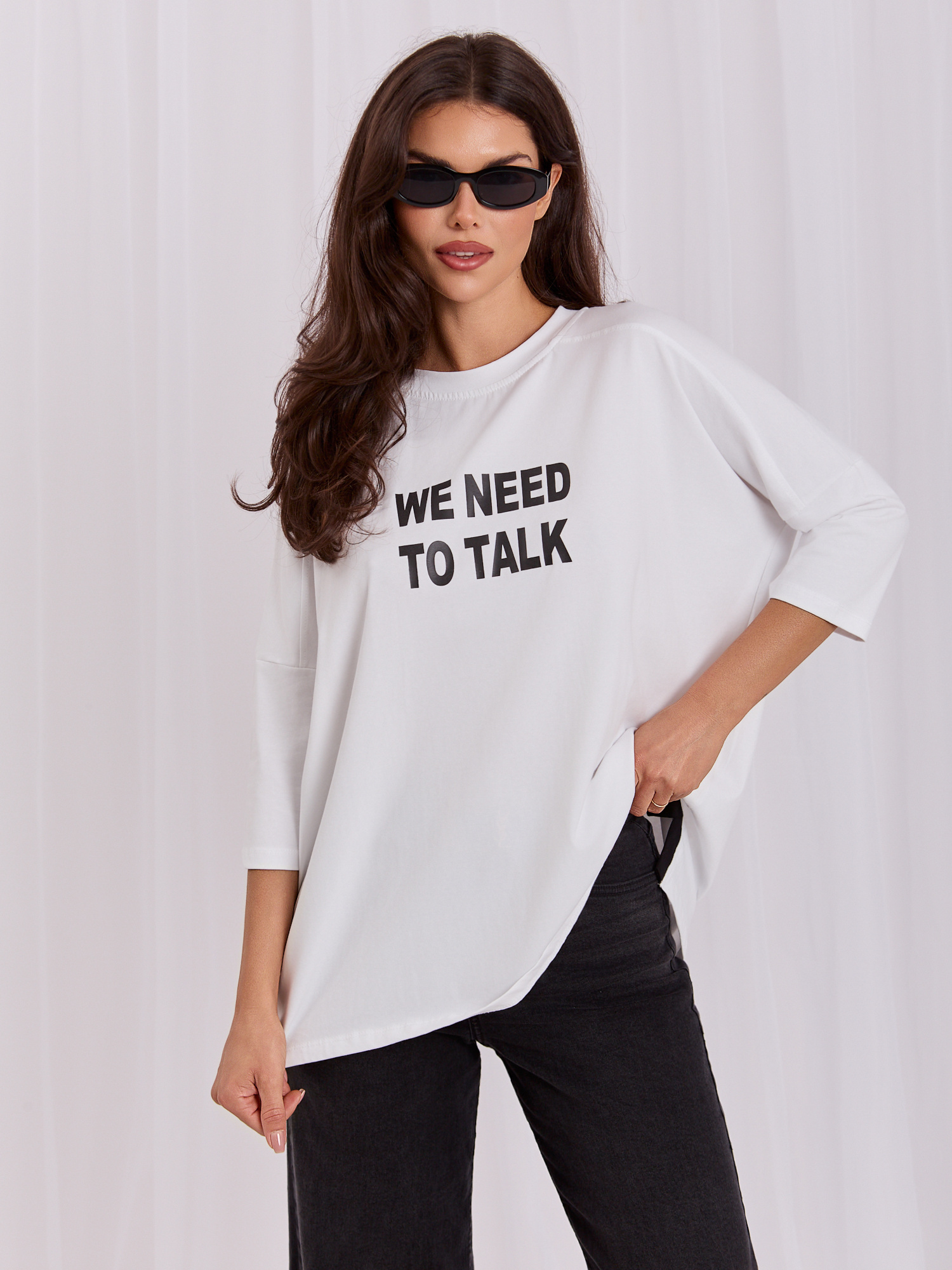 Weiße Bluse mit Aufschriften Olivia RUE PARIS.