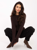 Dark brown solid color sweater.
