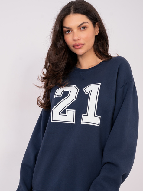 Granatowa damska bluza oversize z ociepleniem