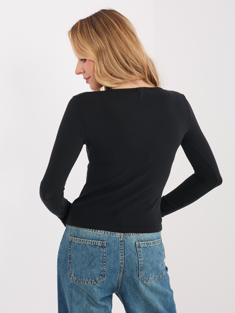 Czarna bawełniana bluzka basic z guzikami