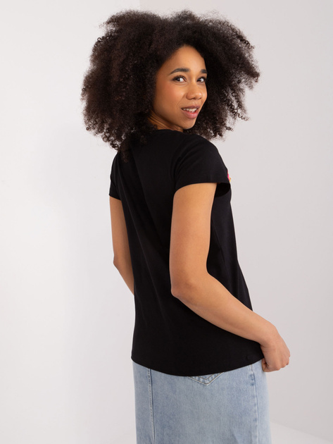 Hurt Czarny t-shirt z kolorowym haftem BASIC FEEL GOOD