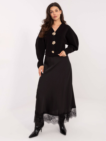 Czarny elegancki sweter z bufiastym rękawem