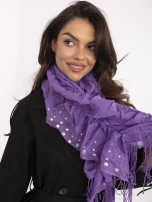 Fioletowa damska chusta z frędzlami