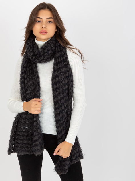 Hurt Ciemnoszaro-czarny zimowy szal damski