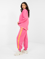 Ciemnoróżowy dresowy komplet z bluzą bez kaptura RUE PARIS 