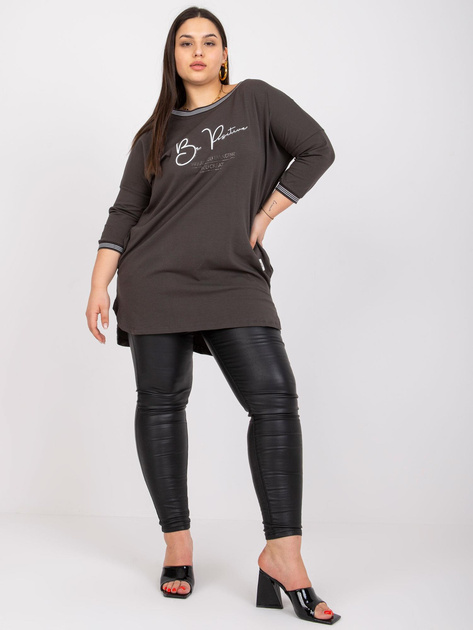 Khaki dresowa tunika plus size z bawełny Blanche