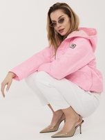 Różowa przejściowa kurtka z ściągaczem RUE PARIS 