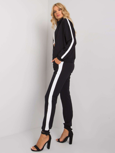 Czarny komplet damski z lampasami Aliana