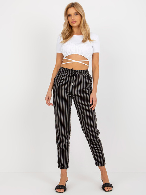 Hurt Czarne letnie spodnie z materiału w paski SUBLEVEL
