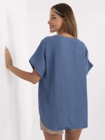 Ciemnoniebieska bluzka z krótkim rękawem