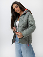 Khaki puffy jacket with a hood SUBLEVEL.
