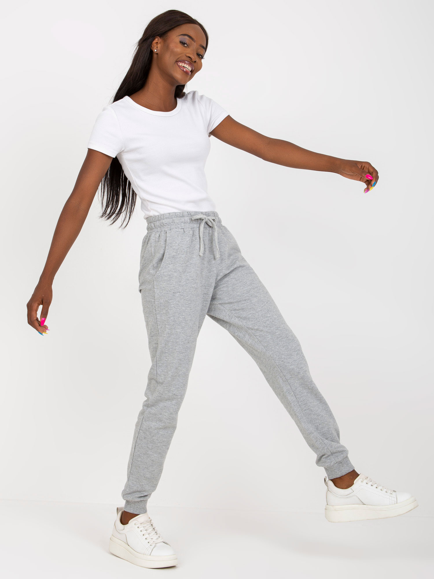 Großhandel Graue Melange Basic Jogger-Hosen.