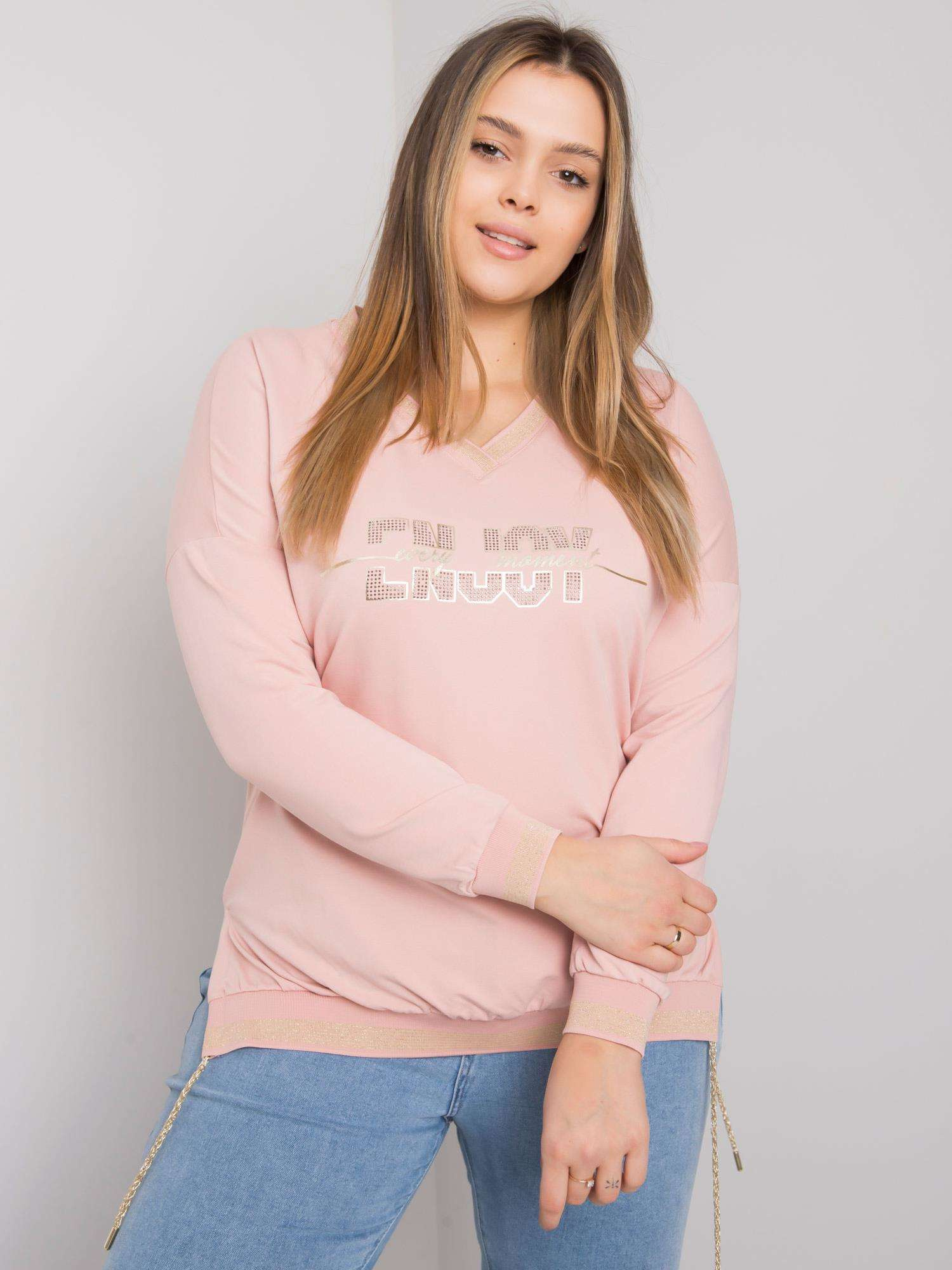 Dirty pink plus size blouse with Lila applique