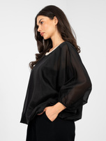 Czarna luźna bluzka z rękawem 3/4