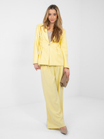 Jasnożółta jednorzędowa marynarka z ekoskóry RUE PARIS 