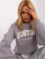 Hurt Szaro-biała ocieplana bluza oversize bez kaptura