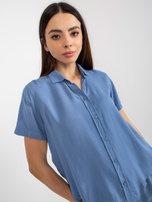 Hurt Niebieska bluzka koszulowa z krótkim rękawem SUBLEVEL