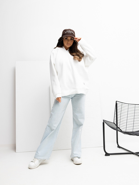 Ecru damska bluza oversize z kapturem RUE PARIS