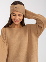 Hurt Camelowy sweter oversize z dłuższym tyłem OCH BELLA