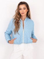 Jasnoniebieska pikowana kurtka z kieszeniami
