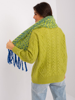 Hurt Ciemnoniebiesko-żółty damski szal we wzory