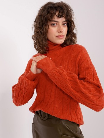Großhandel Orange Pullover mit Zopfmuster.